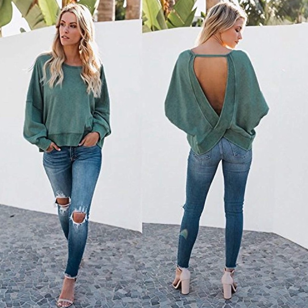 Women’s Green Backless Pullover